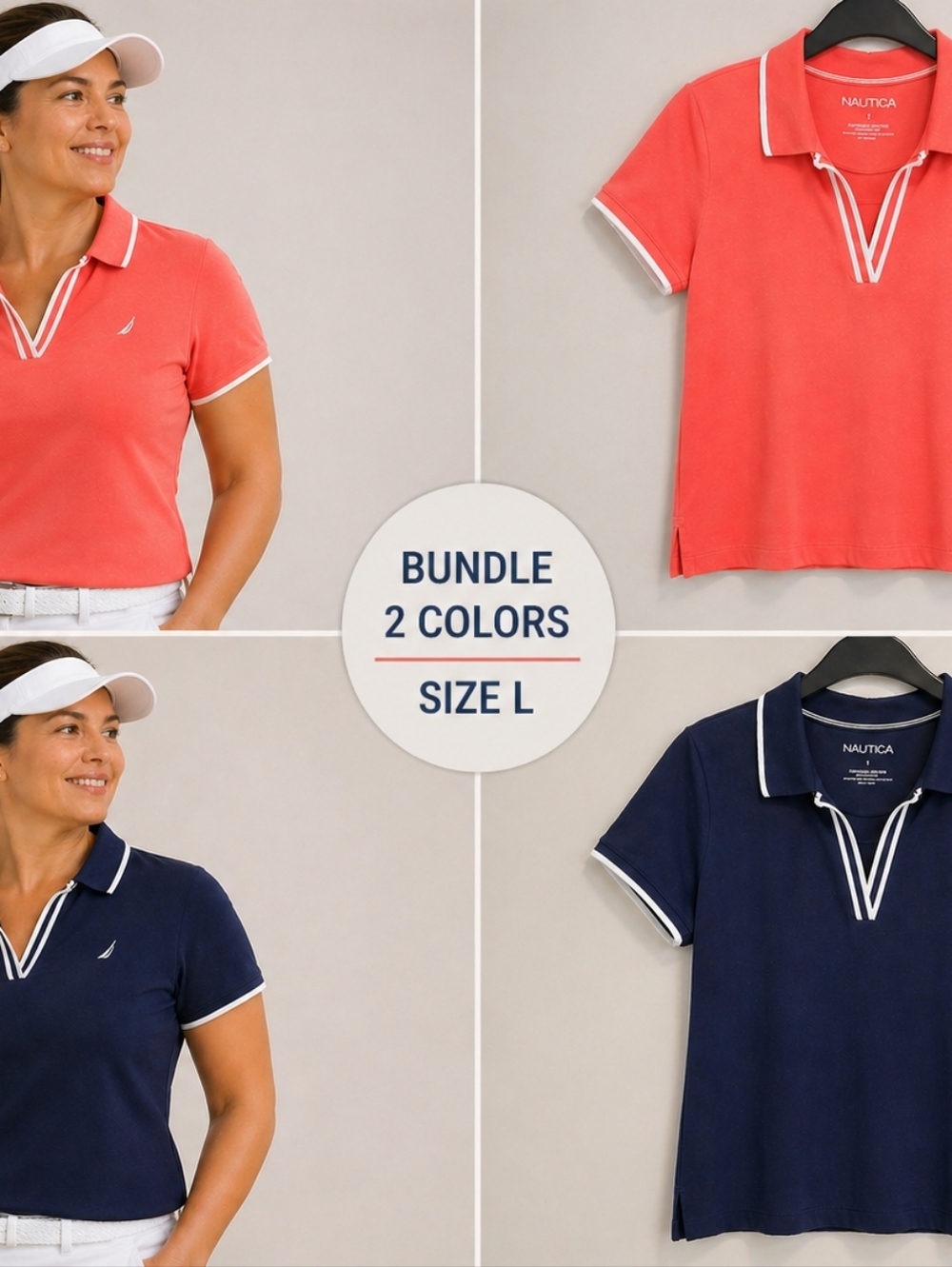 NEW Nautica Sustainably Crafted  Polo Sz L Cotton-knit Golf Navy Sailboat NWOT - Picture 8 of 8